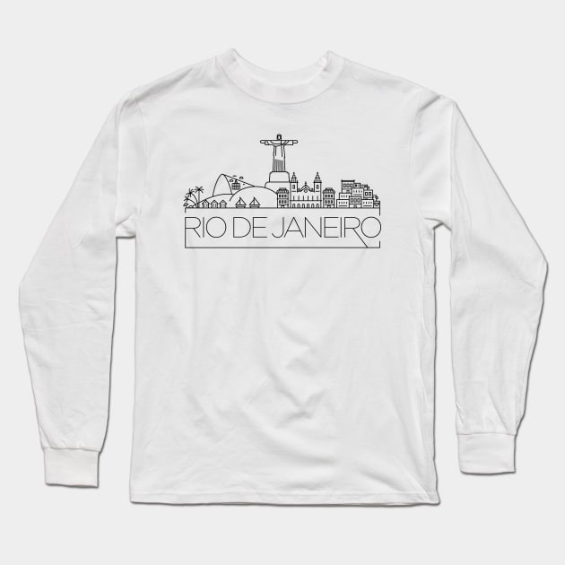 Rio De Janeiro Minimal Skyline Long Sleeve T-Shirt by kursatunsal